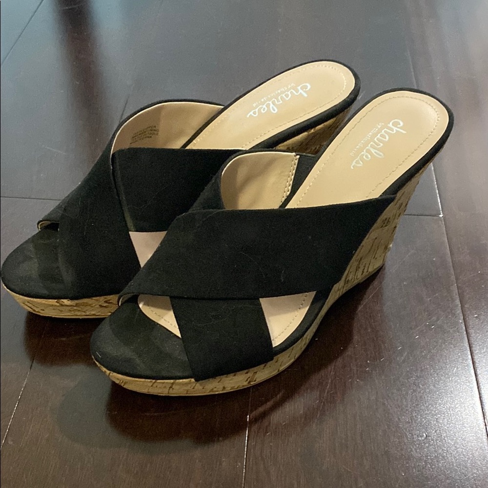 Charles David Black Wedge Sandals for Women